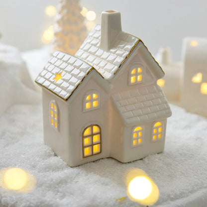 Ceramic Glowing Christmas Snow Houses | Cosy Light-Up Holiday Ornaments