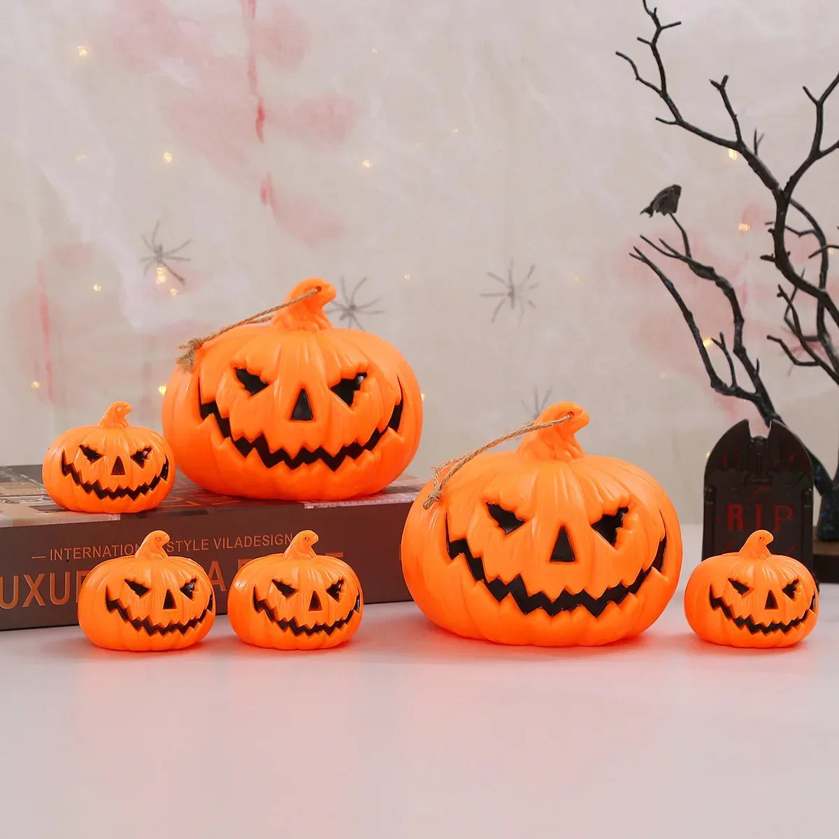 1–15PCS Halloween LED Pumpkin Lights – Smiley Face Pumpkins for Indoor & Outdoor Party, Home, and Garden Décor