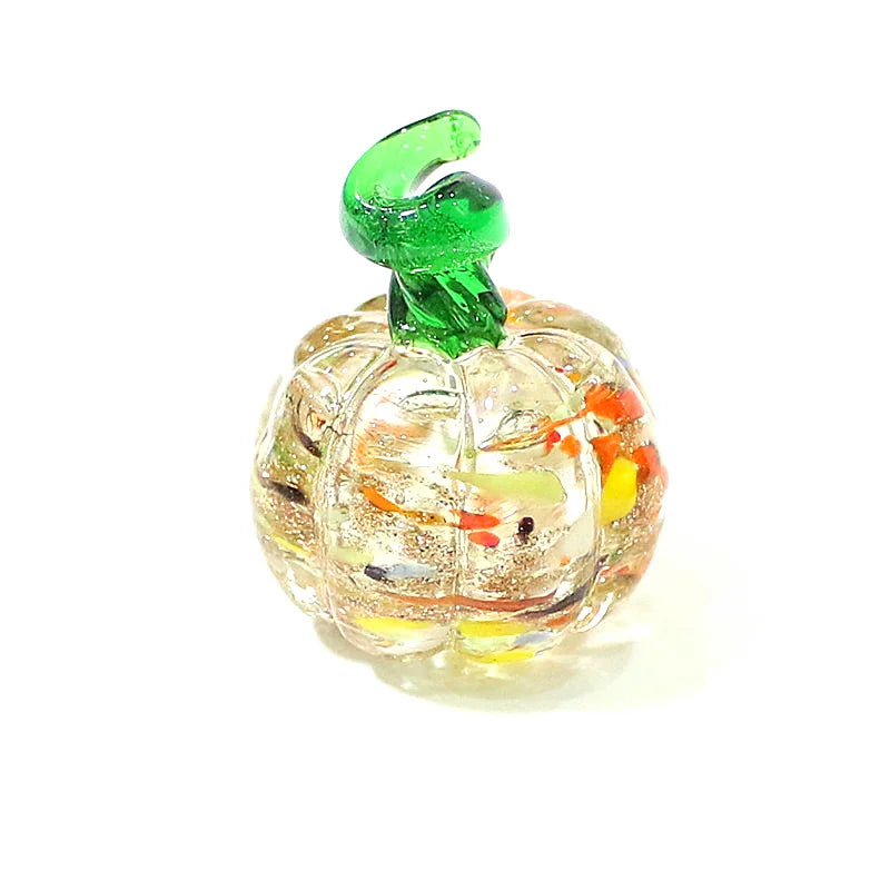 Mini Glass Pumpkin Figurines – Cute Halloween Table Ornaments, Autumn Home & Party Decorations