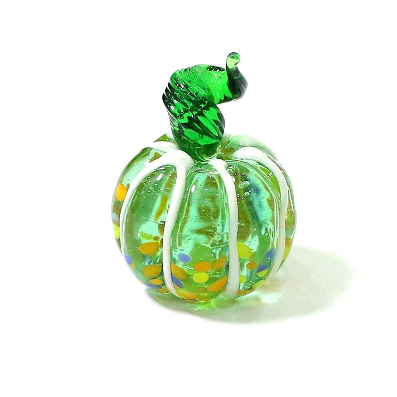 Mini Glass Pumpkin Figurines – Cute Halloween Table Ornaments, Autumn Home & Party Decorations