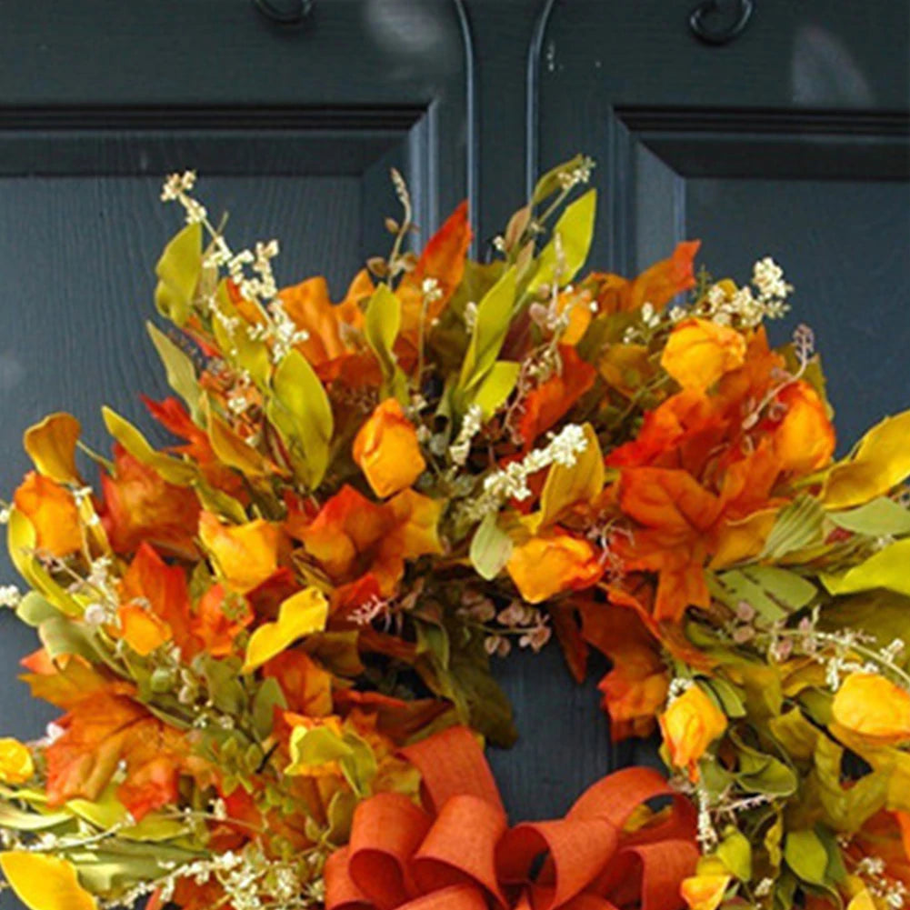 Thanksgiving Maple Leaf Wreath – Hanging Front Door, Wall, Home & Restaurant Fall Decoration