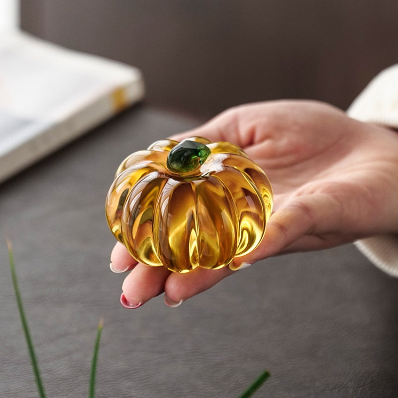 Crystal Pumpkin Ornament – Elegant Decorative Figurine for Home, Table, and Seasonal Display