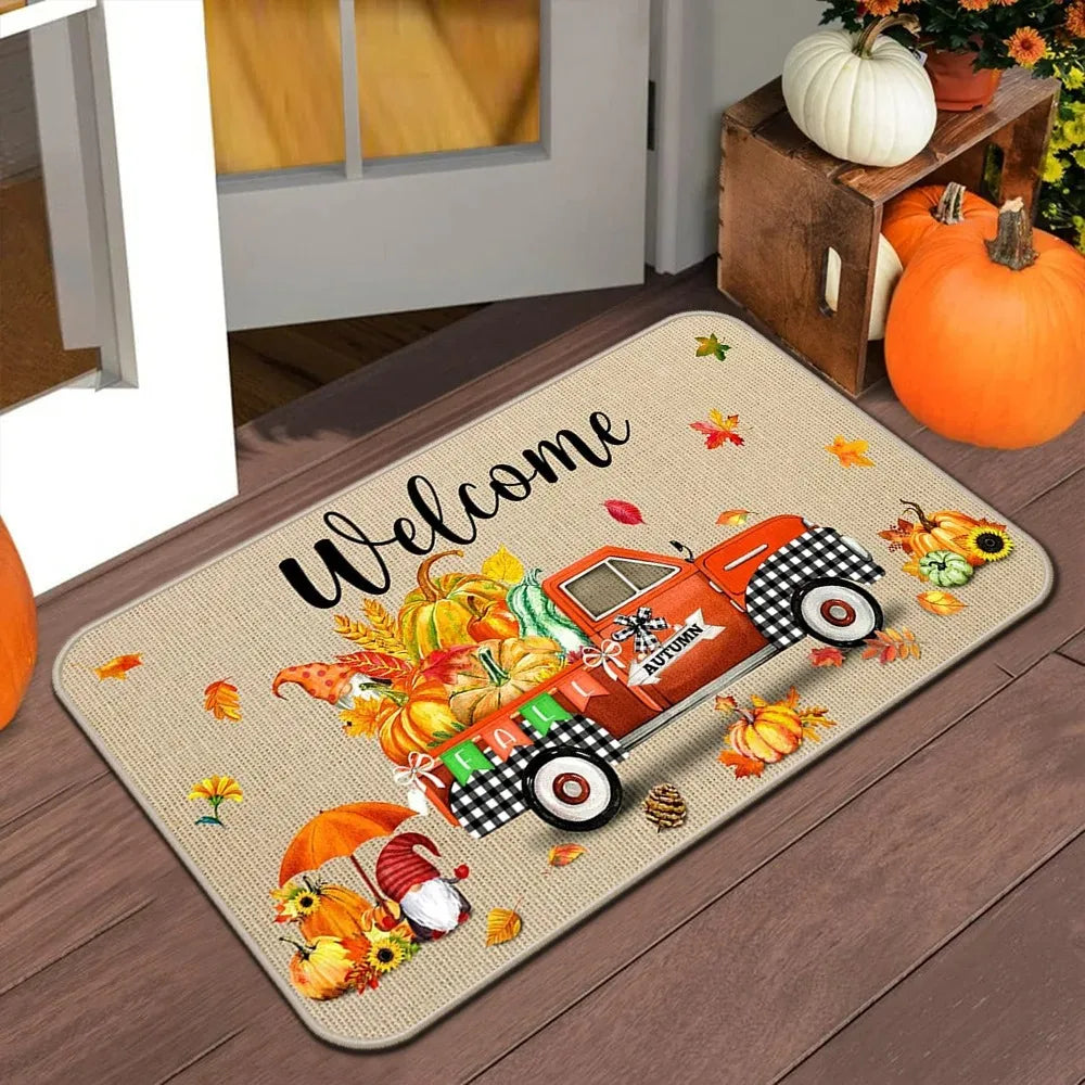 Halloween & Autumn/Fall Floor Mat – Anti-Slip Entry Door Rug for Kitchen, Outdoor Patio & Holiday Home Décor