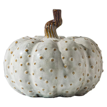 Handmade Ceramic Pumpkin Ornament – Porcelain Pumpkin Sculpture for Autumn, Halloween & Home Décor