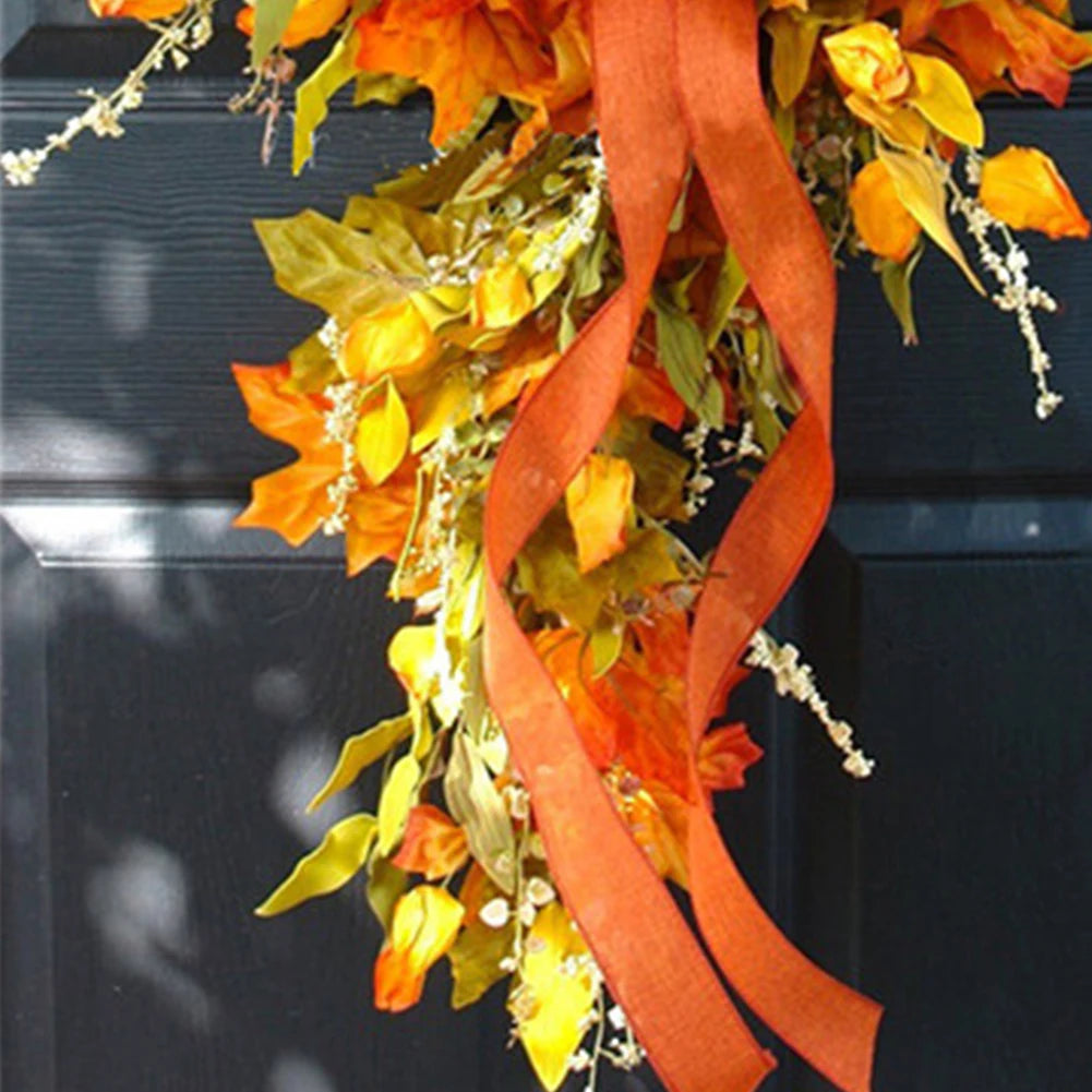Thanksgiving Maple Leaf Wreath – Hanging Front Door, Wall, Home & Restaurant Fall Decoration