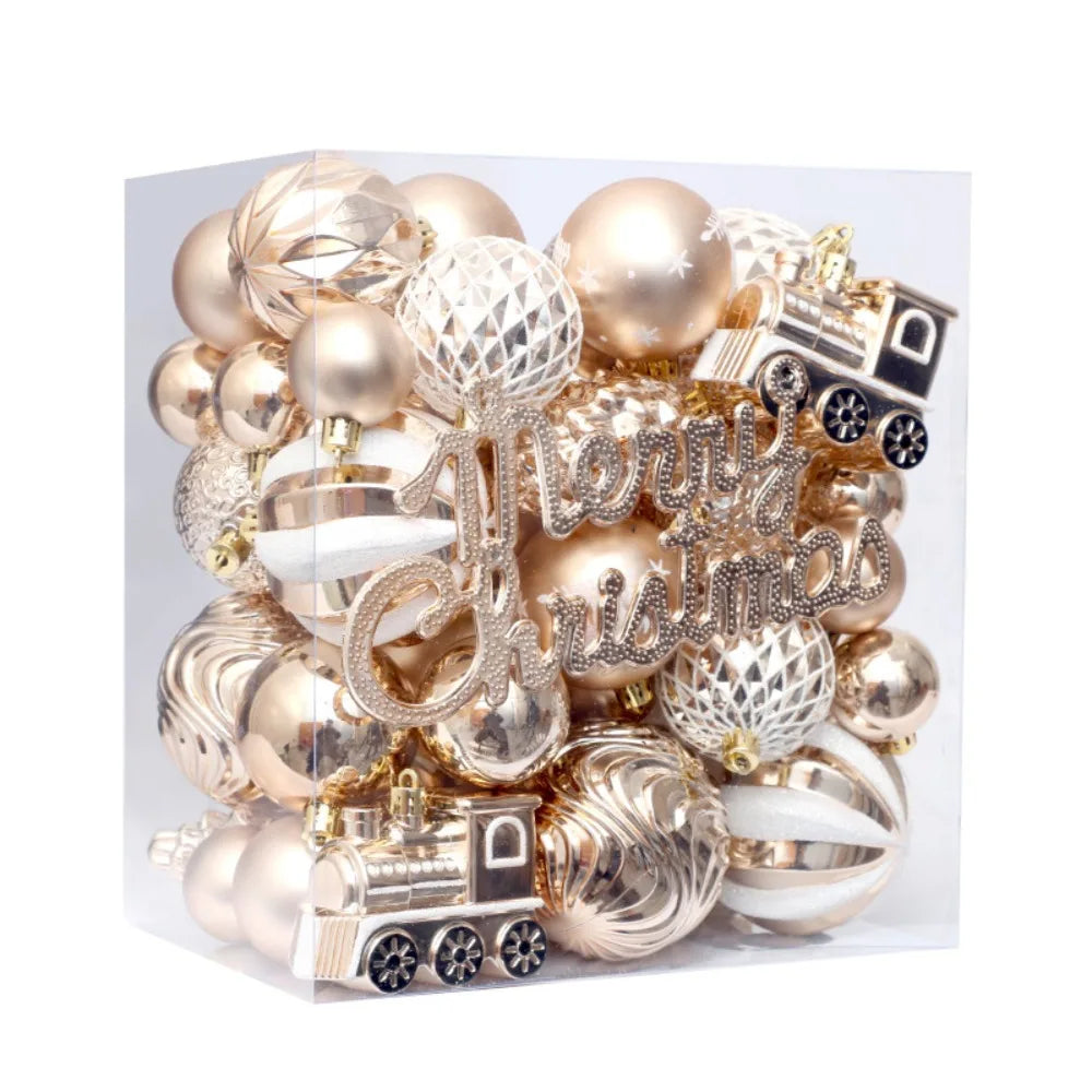 65pcs Shatterproof Christmas Baubles – Painted Tree Ornaments for Xmas & New Year