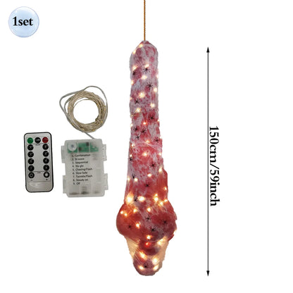 59-Inch Hanging Halloween Corpse Prop – Creepy Bloody Body Bag Decoration for Haunted Houses, Yards & Outdoor Horror Displays