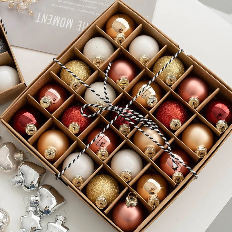 25pcs Small 4cm Champagne Glass Christmas Baubles – Mini Tree Ornaments for Xmas & New Year Party Décor