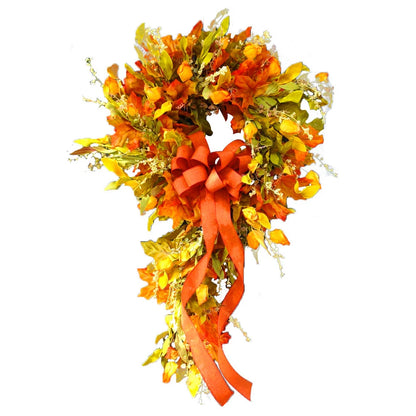 Thanksgiving Maple Leaf Wreath – Hanging Front Door, Wall, Home & Restaurant Fall Decoration