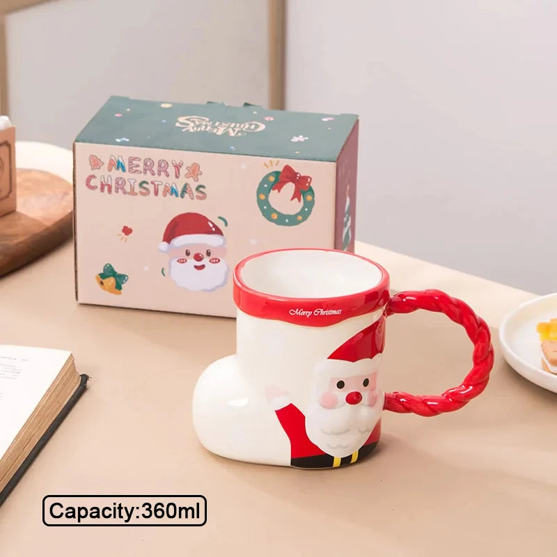 Christmas Ceramic Mugs | Santa, Elk & Snowman Coffee Cups | Festive Hot Chocolate & Gift Mug Collection