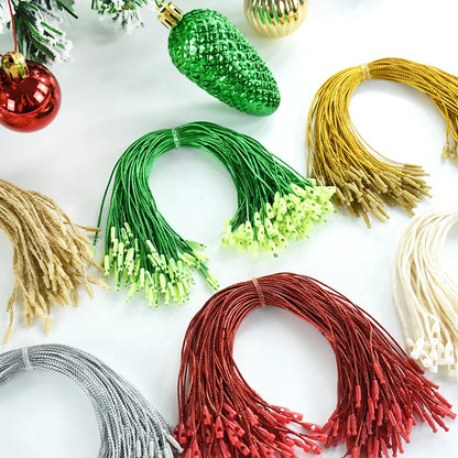 100 Pack Christmas Ornament Hanging Ropes – 20cm Gold & Silver Strings for Tree Baubles & Decorations