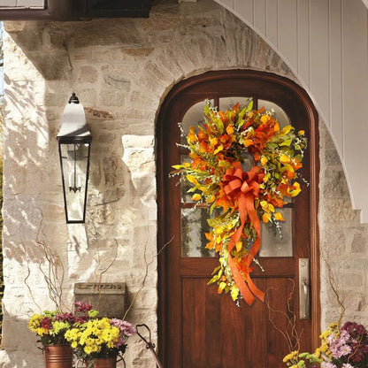 Thanksgiving Maple Leaf Wreath – Hanging Front Door, Wall, Home & Restaurant Fall Decoration