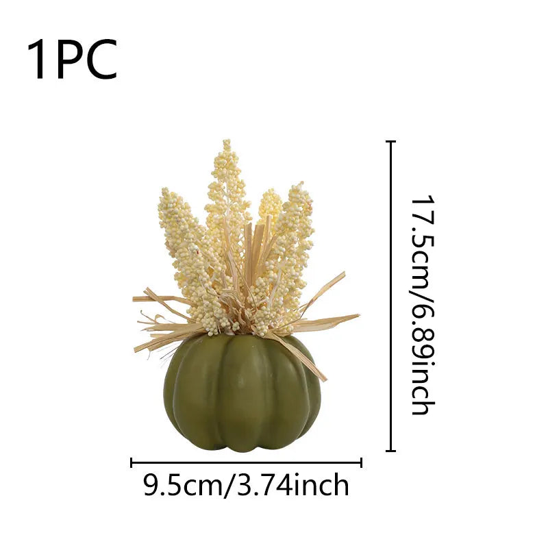 1PC Artificial Pumpkin Decoration with Foam Beads & Raffia Grass – Autumn Harvest Home, Office & Halloween Display Ornament
