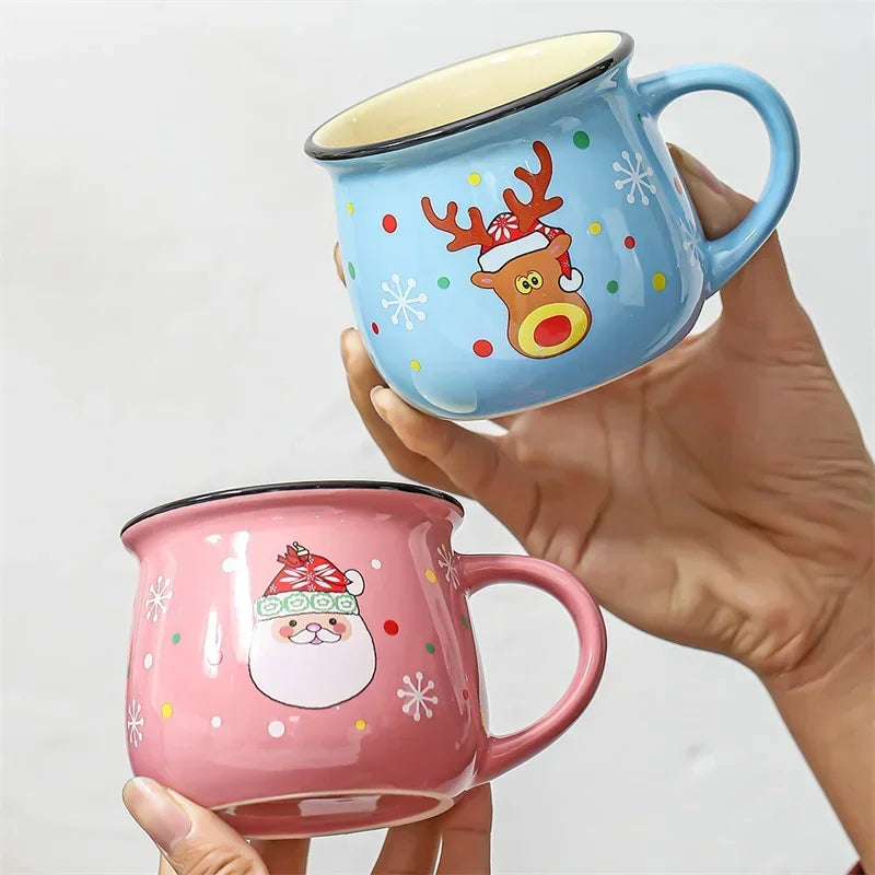 Christmas Ceramic Mugs | Santa, Elk & Snowman Coffee Cups | Festive Hot Chocolate & Gift Mug Collection