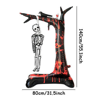 Halloween Pumpkin Castle Skeleton Foil Balloon – Standing Halloween Decoration for Party, Ghost Festival, or Home Display
