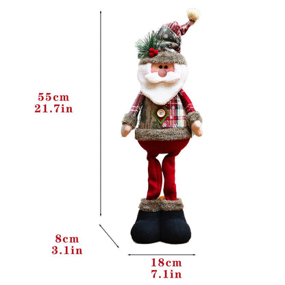 3PCS Christmas Decorative Dolls – Santa Claus, Reindeer & Snowman Holiday Doll Ornaments