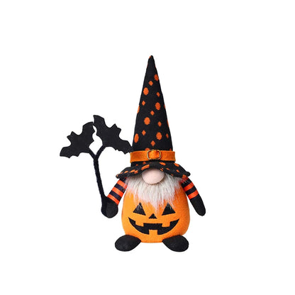 Halloween Gnome Decorations – Handmade Pumpkin & Bat Nordic Plush Tomte Elf Doll, Adorable Swedish Nisse