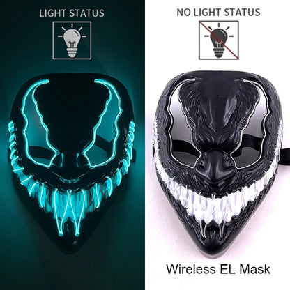 Wireless Neon LED Purge Mask – Glow-in-the-Dark Halloween Cosplay, Masquerade & Party Dress-Up Mask