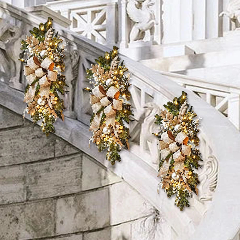 Christmas Wreath Garland – Festive Door or Window Decoration with Optional LED Lights