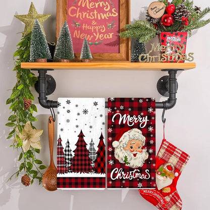 2pcs Christmas Kitchen Towels – Santa Claus Dish Towels for Home, Xmas & Holiday Décor