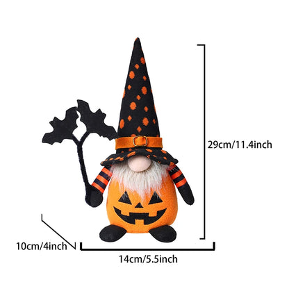 Halloween Gnome Decorations – Handmade Pumpkin & Bat Nordic Plush Tomte Elf Doll, Adorable Swedish Nisse