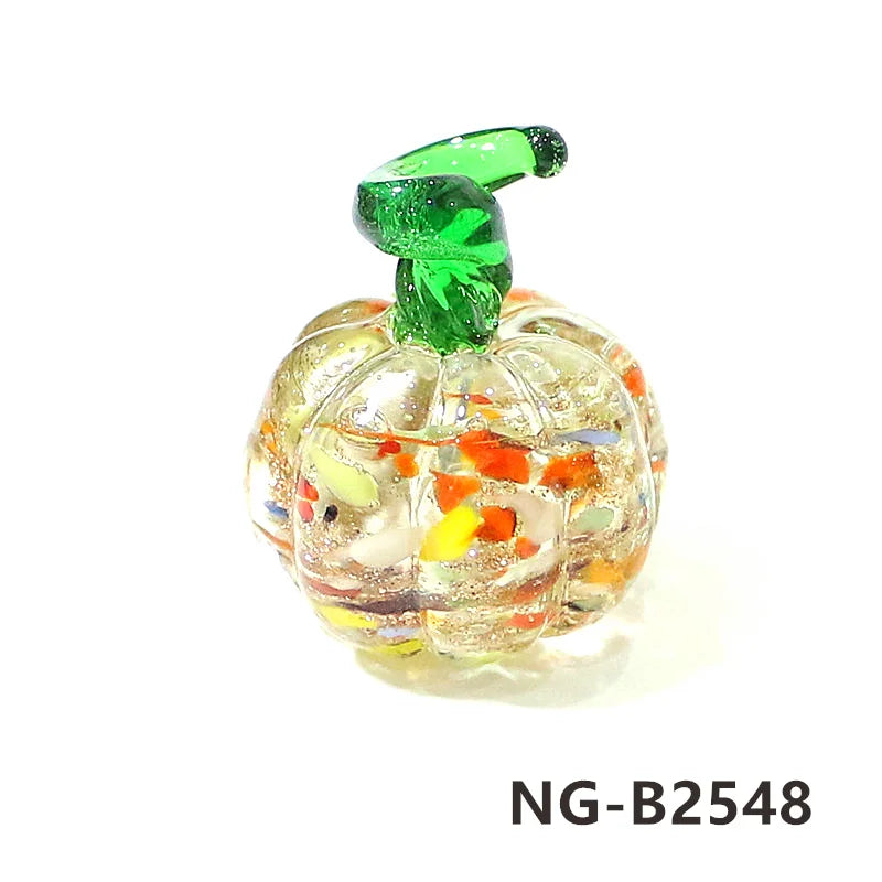 Mini Glass Pumpkin Figurines – Cute Halloween Table Ornaments, Autumn Home & Party Decorations