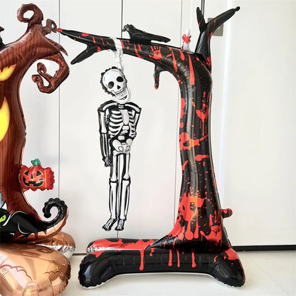 Halloween Pumpkin Castle Skeleton Foil Balloon – Standing Halloween Decoration for Party, Ghost Festival, or Home Display