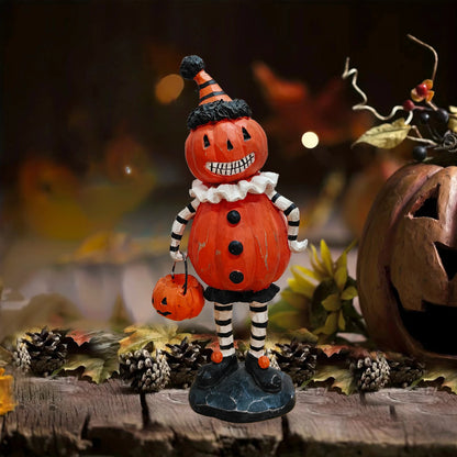 Halloween Pumpkin Puppet Decoration – Resin Owl & Black Cat Statue for Indoor & Outdoor Halloween, Garden & Home Décor