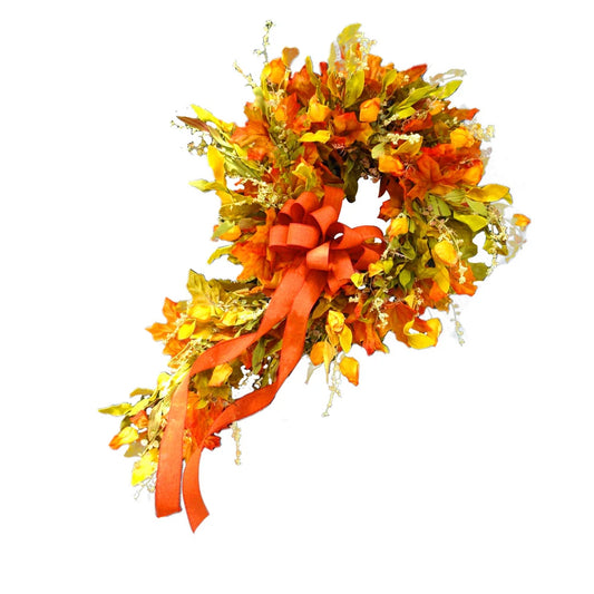 Thanksgiving Maple Leaf Wreath – Hanging Front Door, Wall, Home & Restaurant Fall Decoration