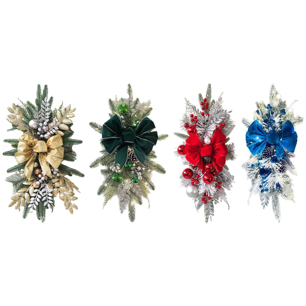 Christmas Wreath Garland – Festive Door or Window Decoration with Optional LED Lights