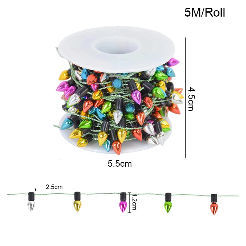 5 Metre Colourful Christmas Bulb Garland – Festive Non-LED String for Trees, Homes & Crafts