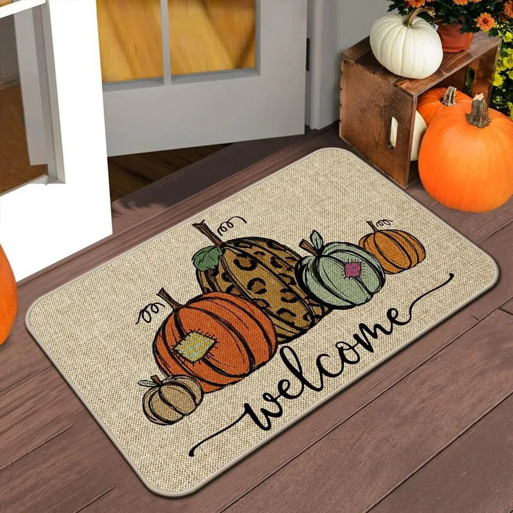 Halloween & Autumn/Fall Floor Mat – Anti-Slip Entry Door Rug for Kitchen, Outdoor Patio & Holiday Home Décor