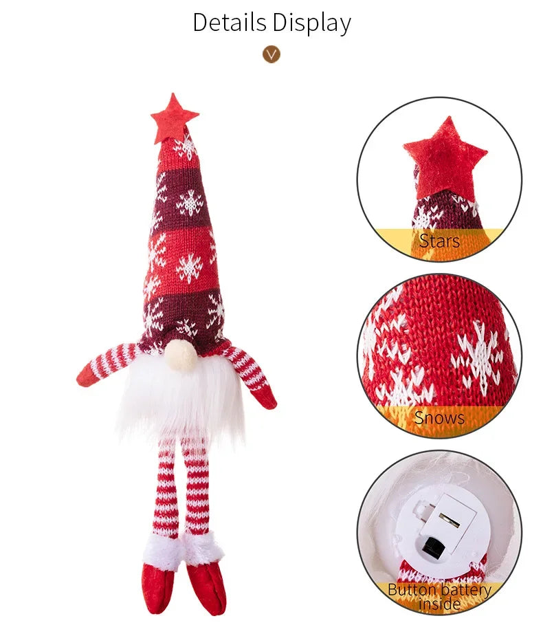 Faceless Gnome Christmas Doll Ornaments – LED Light Plush Tree Pendants