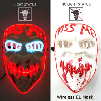 Wireless Neon LED Purge Mask – Glow-in-the-Dark Halloween Cosplay, Masquerade & Party Dress-Up Mask