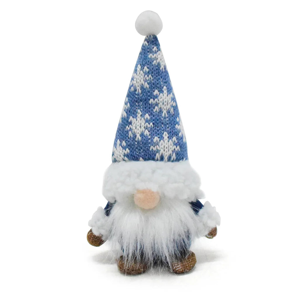 Blue Christmas Gnome Ornament – Nordic Faceless Dwarf Doll with Snowflake Design, Festive Gnome Decoration