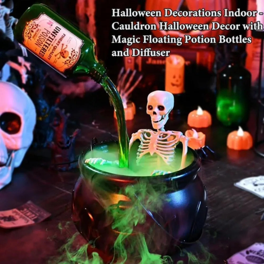 Magic Floating Bottle Diffuser – Dark Wizard Halloween Bowl Decoration for Indoor Home, Bar, and Party