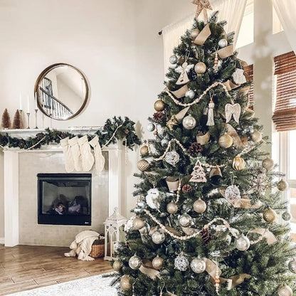 Wooden Bead Garland | Natural Festive Tree & Home Decoration