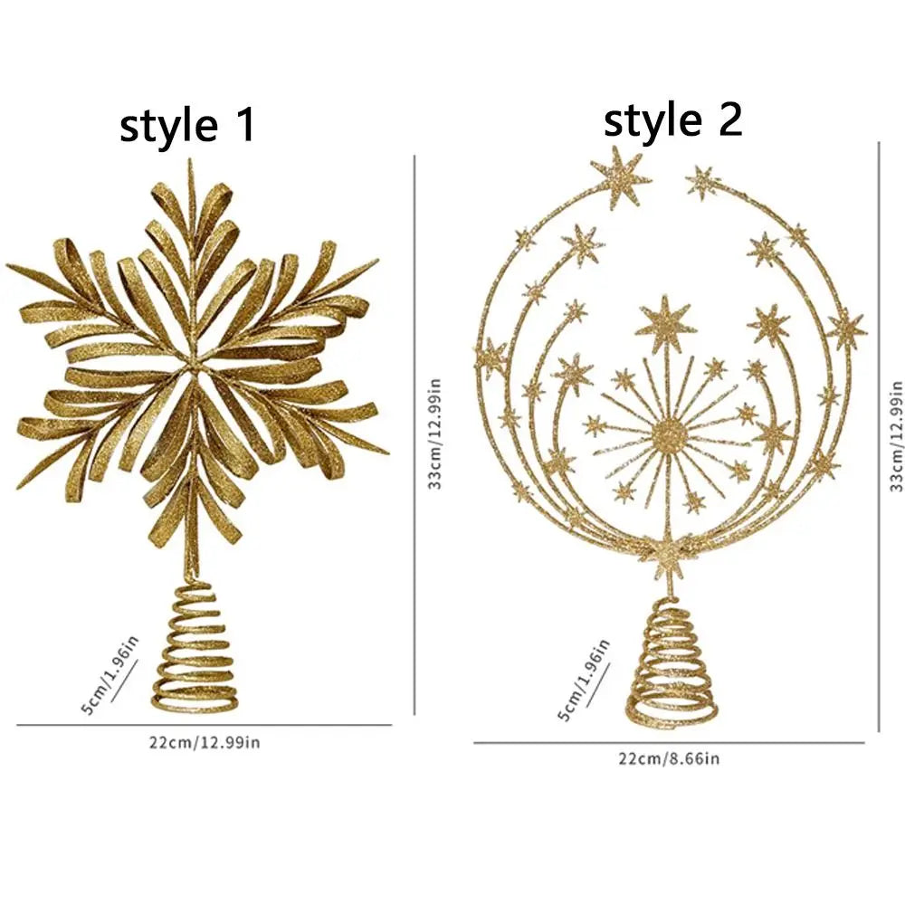 Gold Glitter Christmas Tree Topper Star Sparkling Reusable Christmas Topper Decor Iron Xmas Tree Ornament Christmas Tree