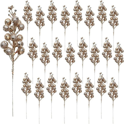 Artificial Berry Bouquet Ornaments – Set of 10 Christmas Tree Decorations