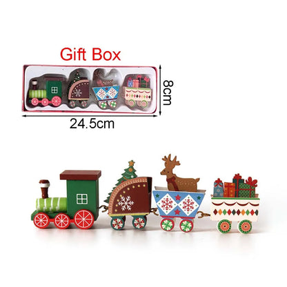 Christmas Wooden Train Ornament – Festive Moving Train Decoration for Home, Mantel or Table Display
