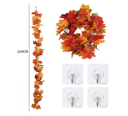 2M Artificial Maple Leaf Garland – Realistic Autumn Leaves Vine for Fall, Halloween, Thanksgiving Home Décor