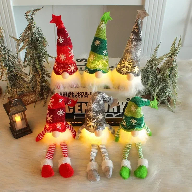 Faceless Gnome Christmas Doll Ornaments – LED Light Plush Tree Pendants