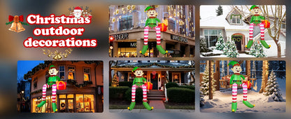 8ft Sitting Elf Christmas Inflatable with LED Lights | Festive Outdoor Decoration