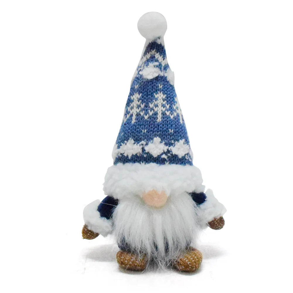 Blue Christmas Gnome Ornament – Nordic Faceless Dwarf Doll with Snowflake Design, Festive Gnome Decoration