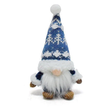 Blue Christmas Gnome Ornament – Nordic Faceless Dwarf Doll with Snowflake Design, Festive Gnome Decoration