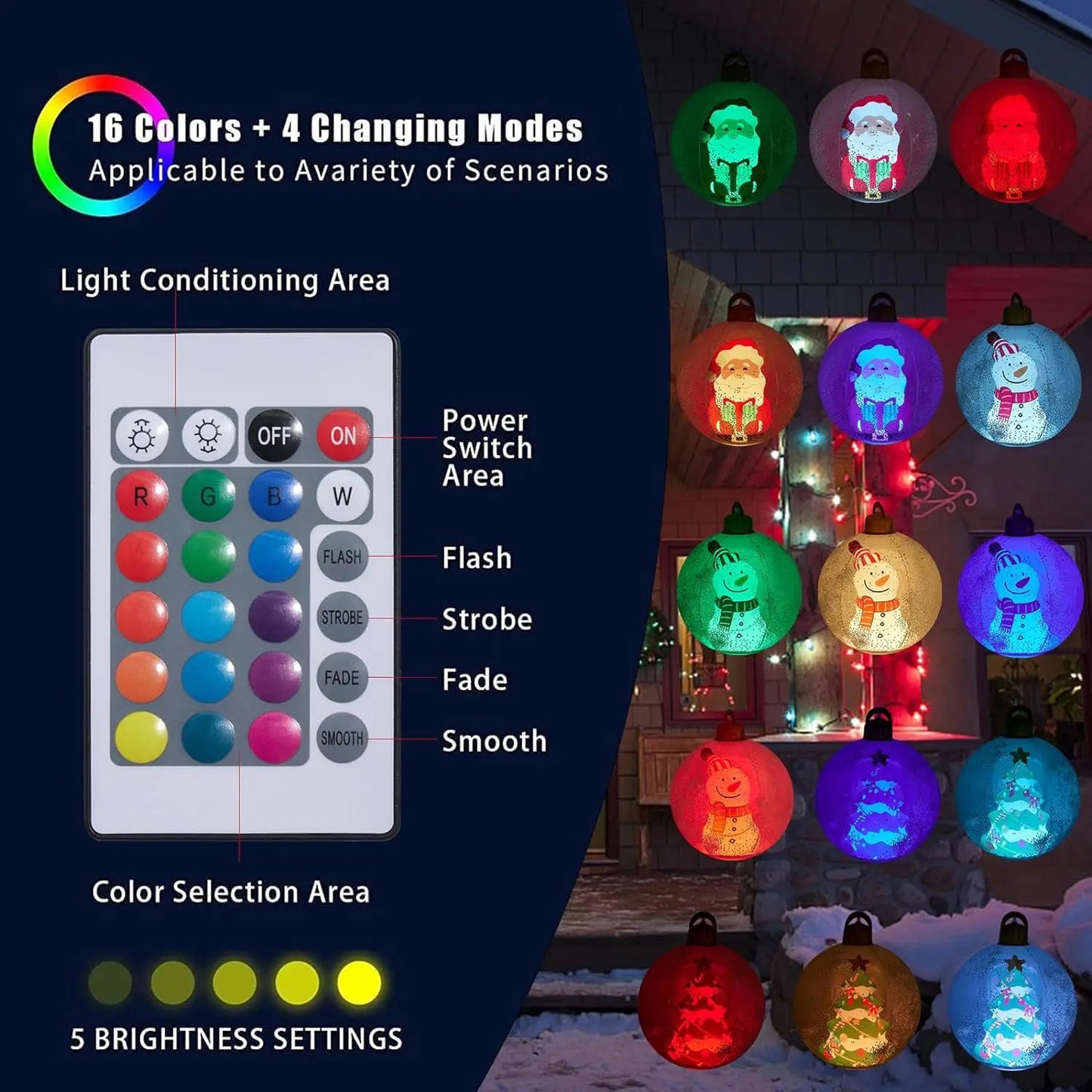 60cm Transparent Light-Up Christmas Ornament Ball | Outdoor & Indoor Inflatable Decoration