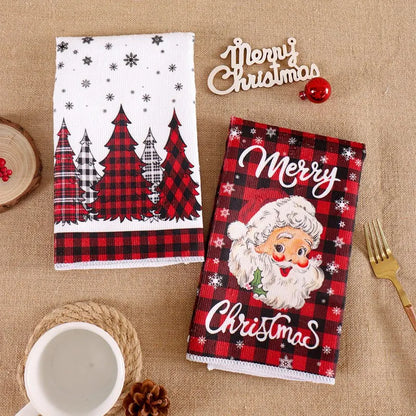 2pcs Christmas Kitchen Towels – Santa Claus Dish Towels for Home, Xmas & Holiday Décor