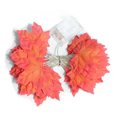 2/3/6M Halloween LED Maple Leaf String Lights – Artificial Autumn Leaf Lantern Garland for Home, Party, Thanksgiving & Christmas Decorations