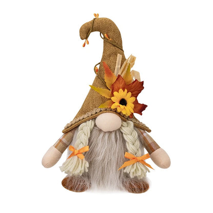 Autumn Gnome Plush Decoration – Maple Leaf & Sunflower Faceless Doll | Light-Up Fall Elf Ornament