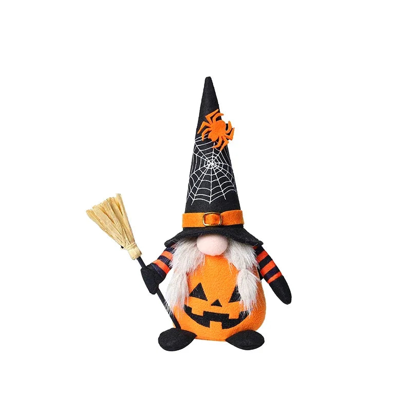 Halloween Gnome Decorations – Handmade Pumpkin & Bat Nordic Plush Tomte Elf Doll, Adorable Swedish Nisse